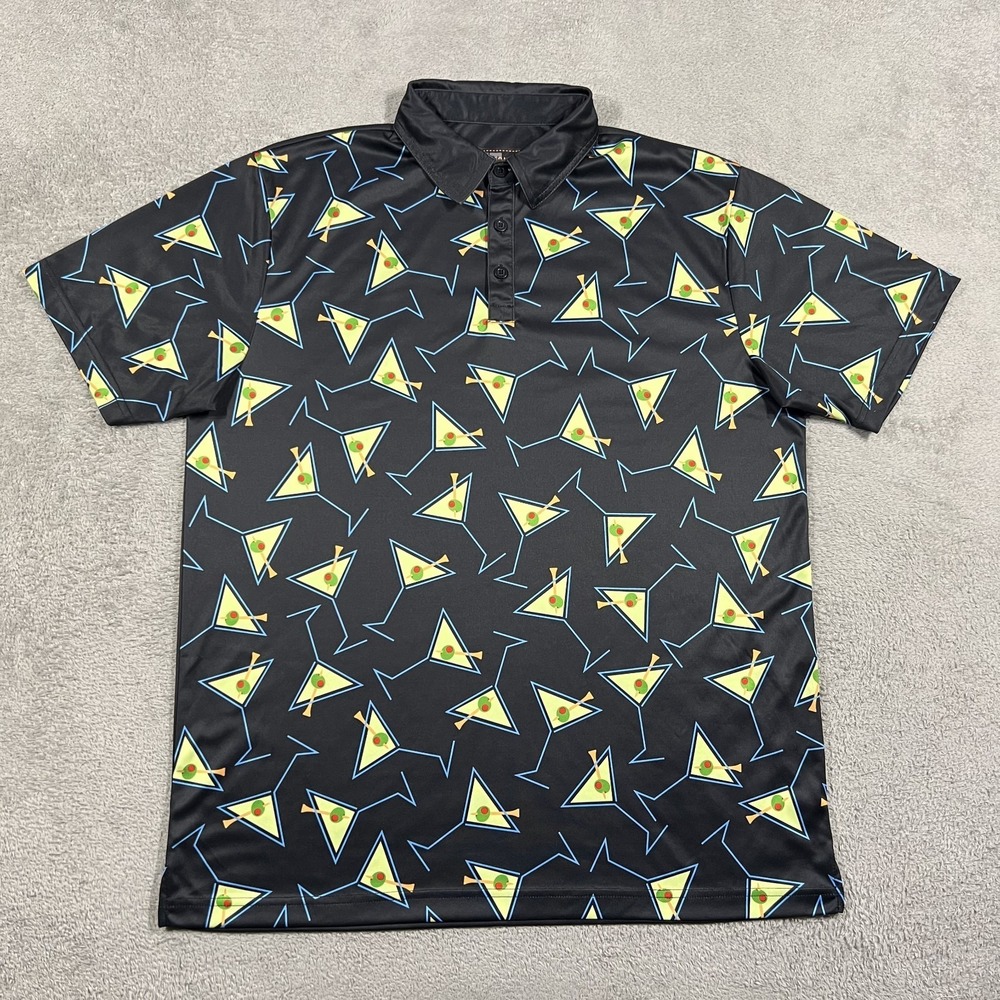 Loudmouth Golf Polo Shirt Mens Large Fancy Many Martoonies Performance Golfing